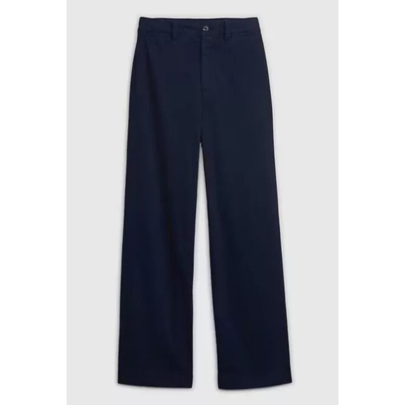 New Gap Size 14 Tall Pants Cropped Wide Leg High Rise Stride Navy‎ Chinos Preppy - Picture 5 of 9